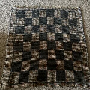 Checkered Black and Brown Home Accent Rug